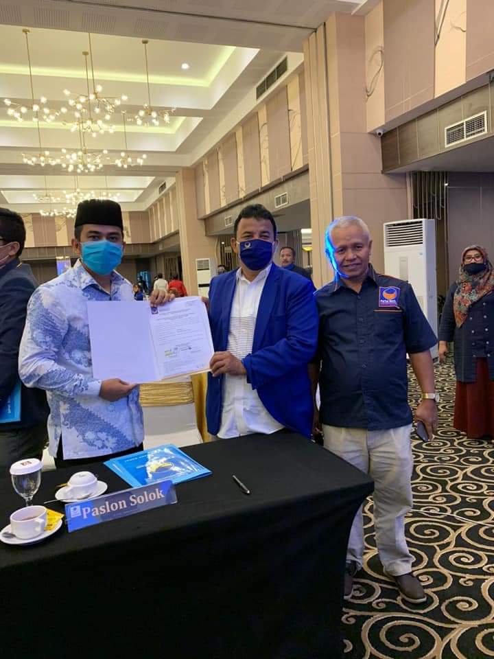 DR. Rahmadhani Kirana Putra,SE,MM  kantongi Model B 1 KWK dari Partai Nasdem sebagai persetujuan Pasangan Calon Walikota dan Wakil Walikota Solok bersama Zul Elfian